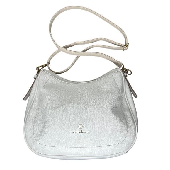 Nanette Lepore White Pebbled Crescent Crossbody Bag - Picture 1 of 11